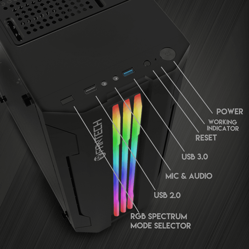 Kuciste Gaming Fantech CG72 Midi Crno