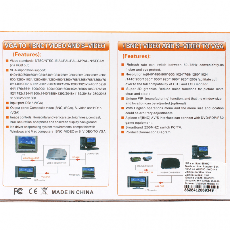 Adapter Box VGA na Audio Jwd-h4