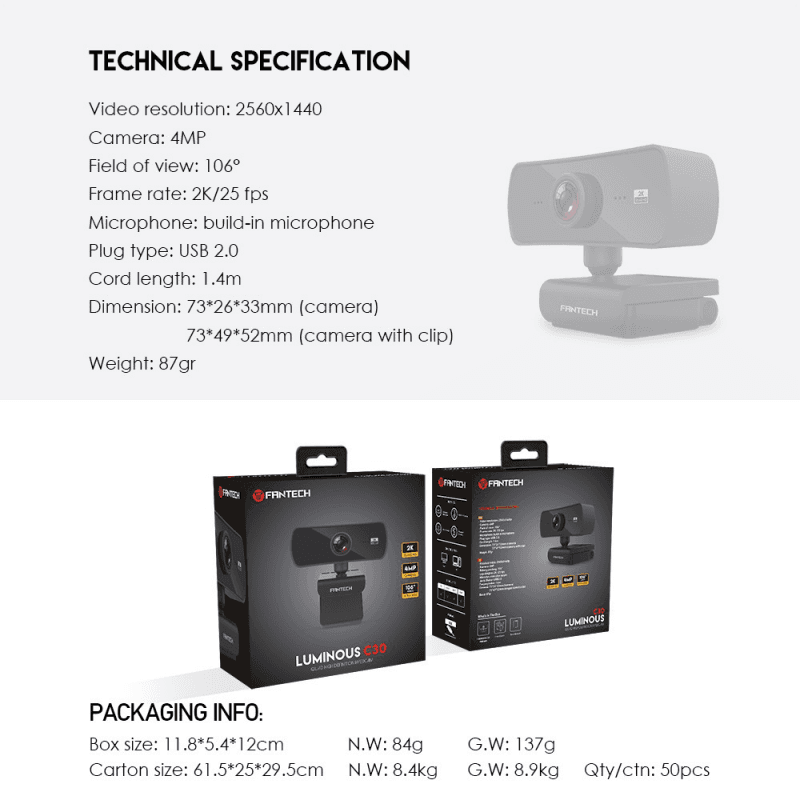 Web Kamera Fantech C30 Luminous Crna