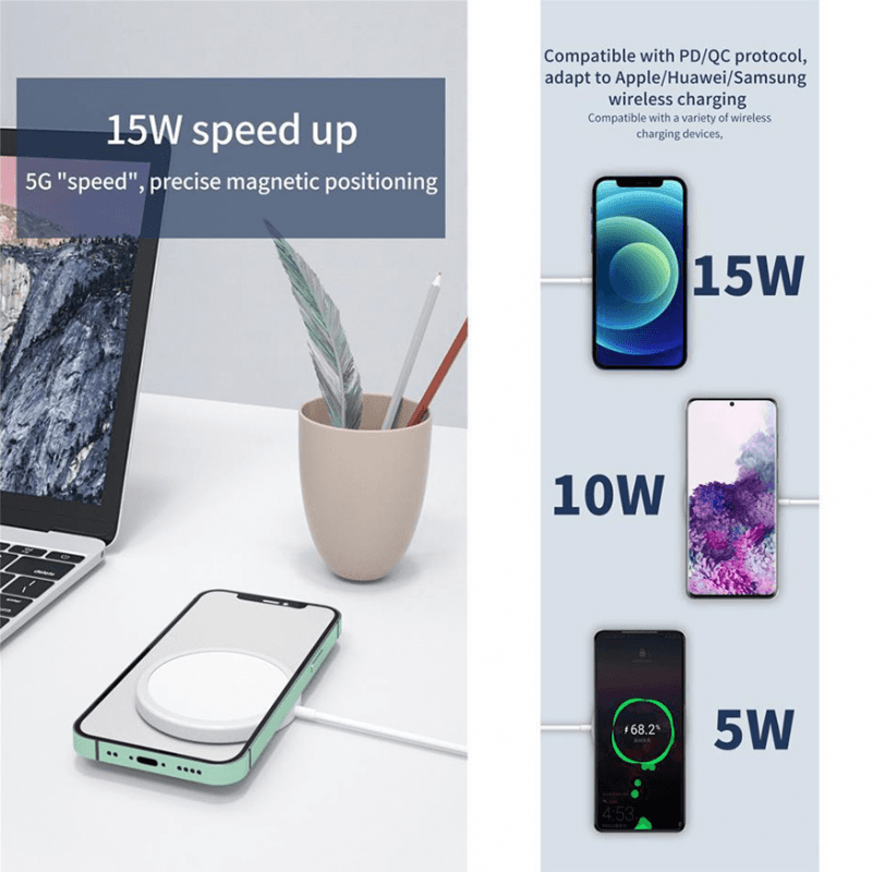 Wireless Punjac Iphone 12 Magnetic 15W Beli