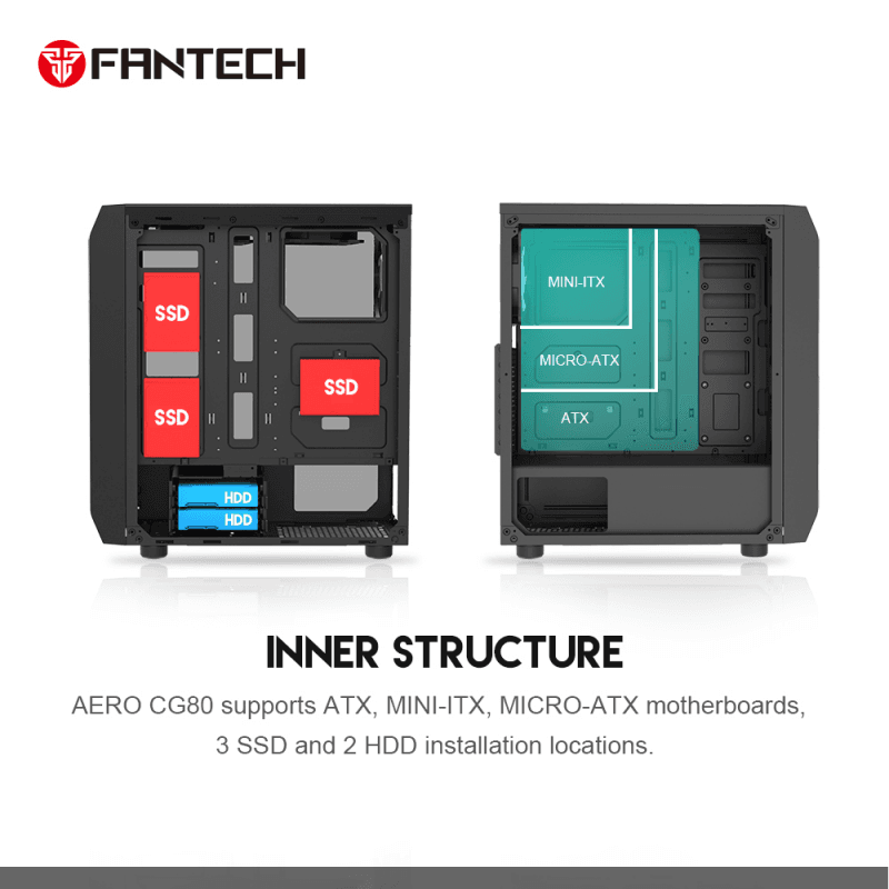 Kuciste Gaming Fantech CG80 Midi Crno