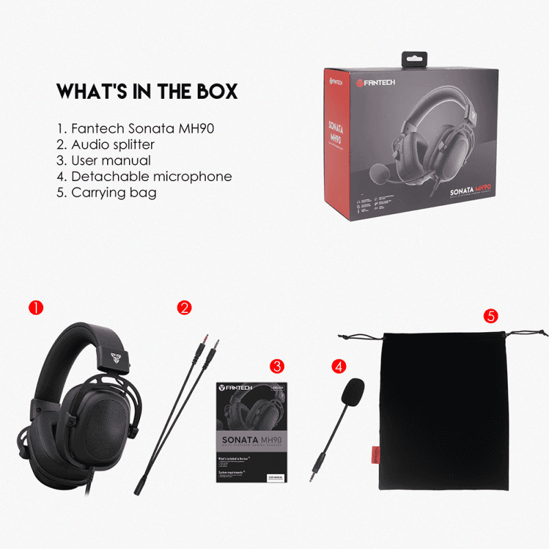 Slusalice Gaming Fantech MH90 Sonata Crne