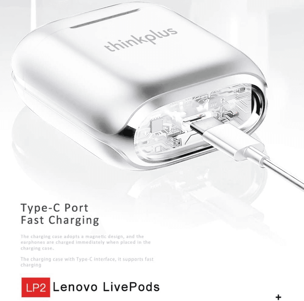 Bluetooth Slusalice Lenovo LP2 Airpods Bele