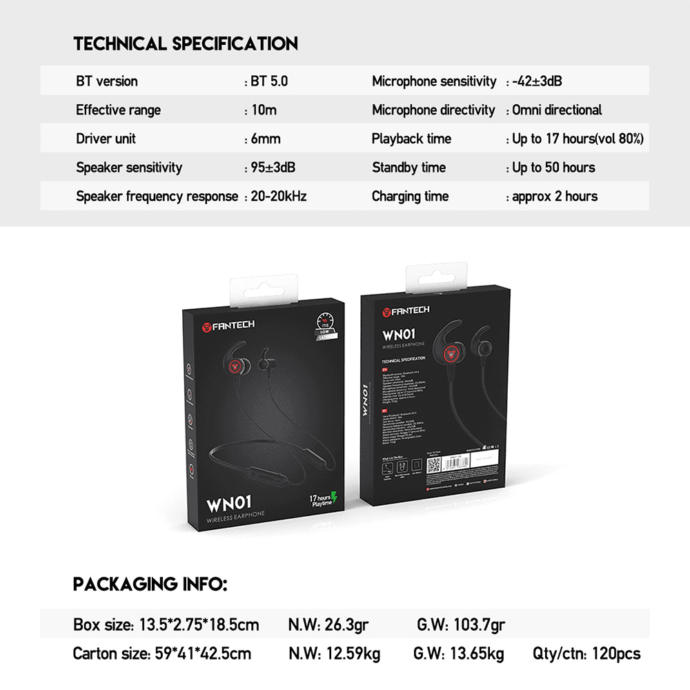 Bluetooth Slusalice Fantech WN01 Crne