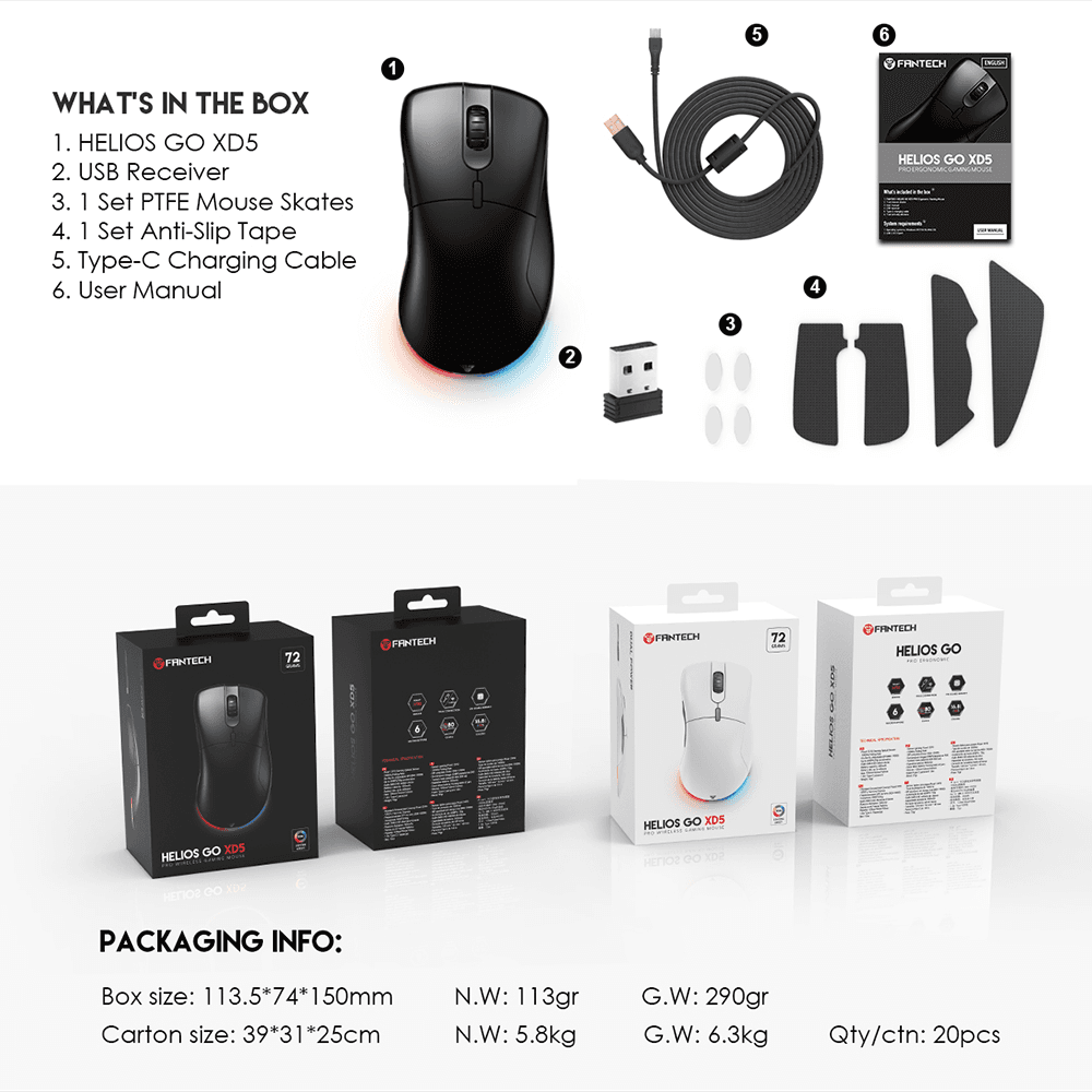 Mis Wireless Gaming Fantech XD5 Helios GO Crni