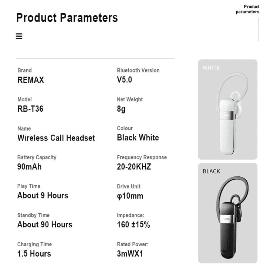 Bluetooth Slusalica Remax Rb-t36 Crna