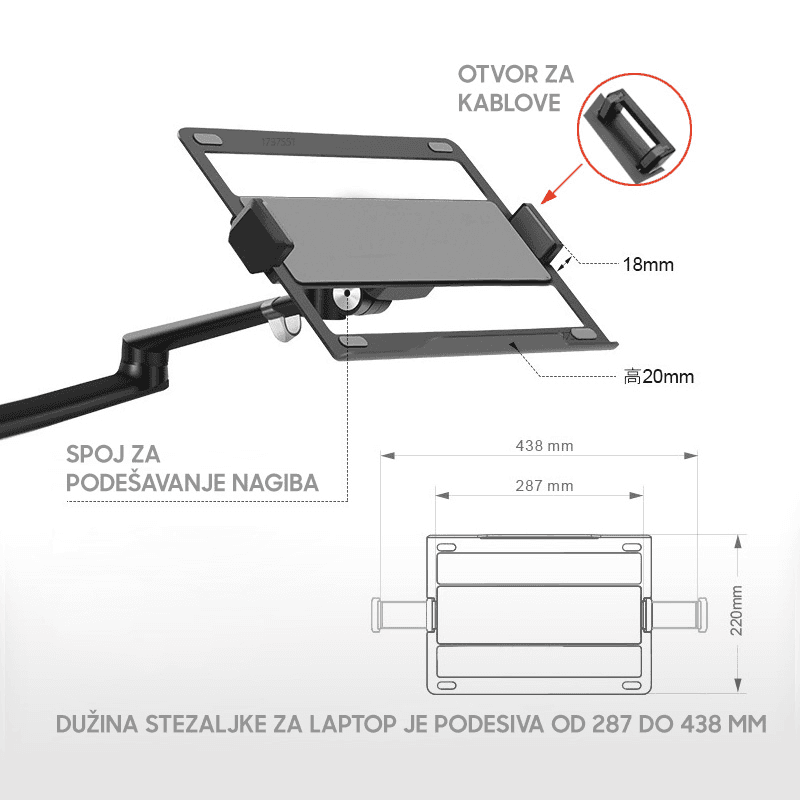 Nosac Dvostruki Stoni za LCD i Notebook Crni