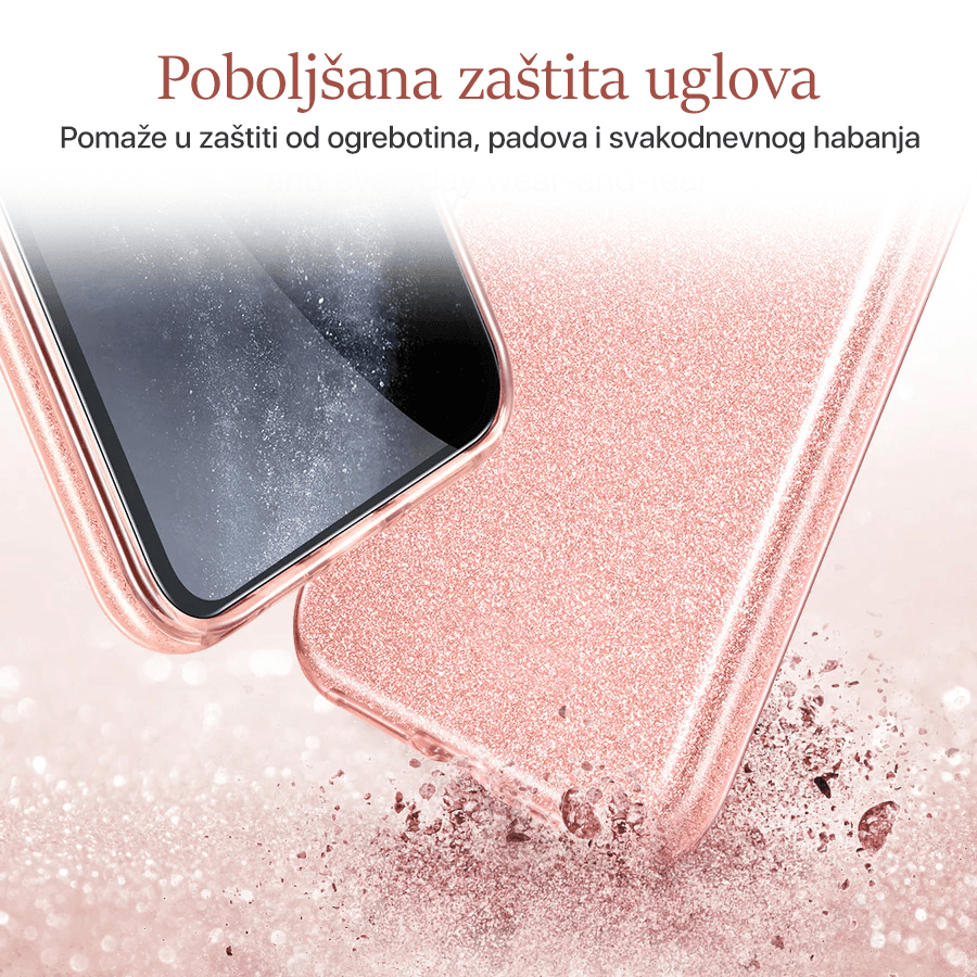 Torbica Crystal Dust za Iphone 14 6.7 Plus Roze