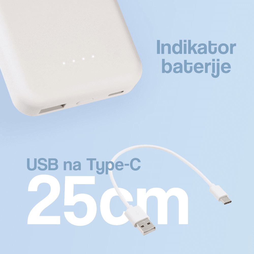 Power Bank Prenosiva Baterija Magsafe PD 5000 Mah Bela