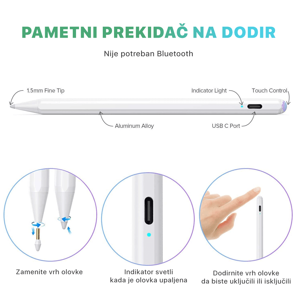 Olovka za Touch Screen Y2 Bela