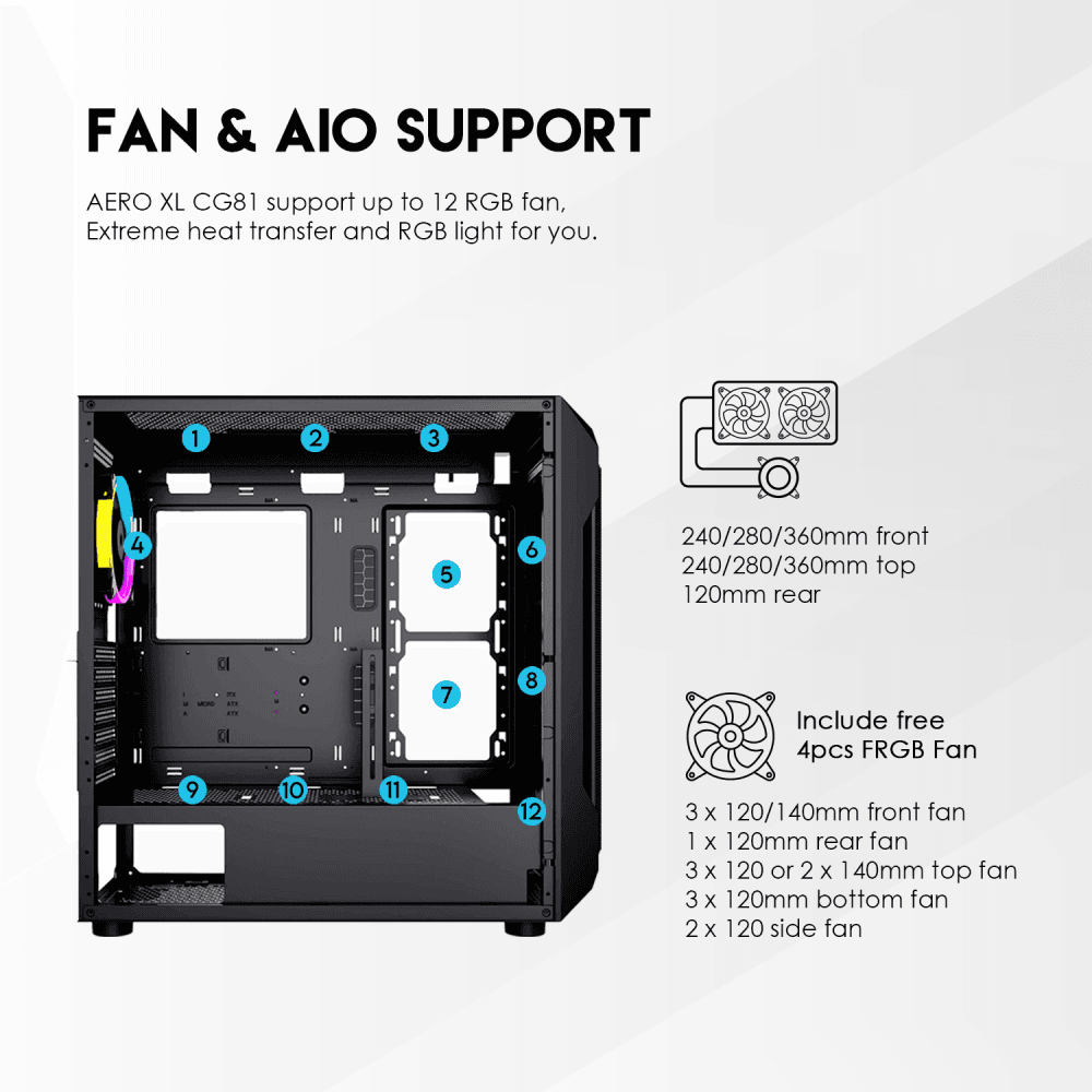 Kuciste Gaming Fantech CG81 Aero XL Crno