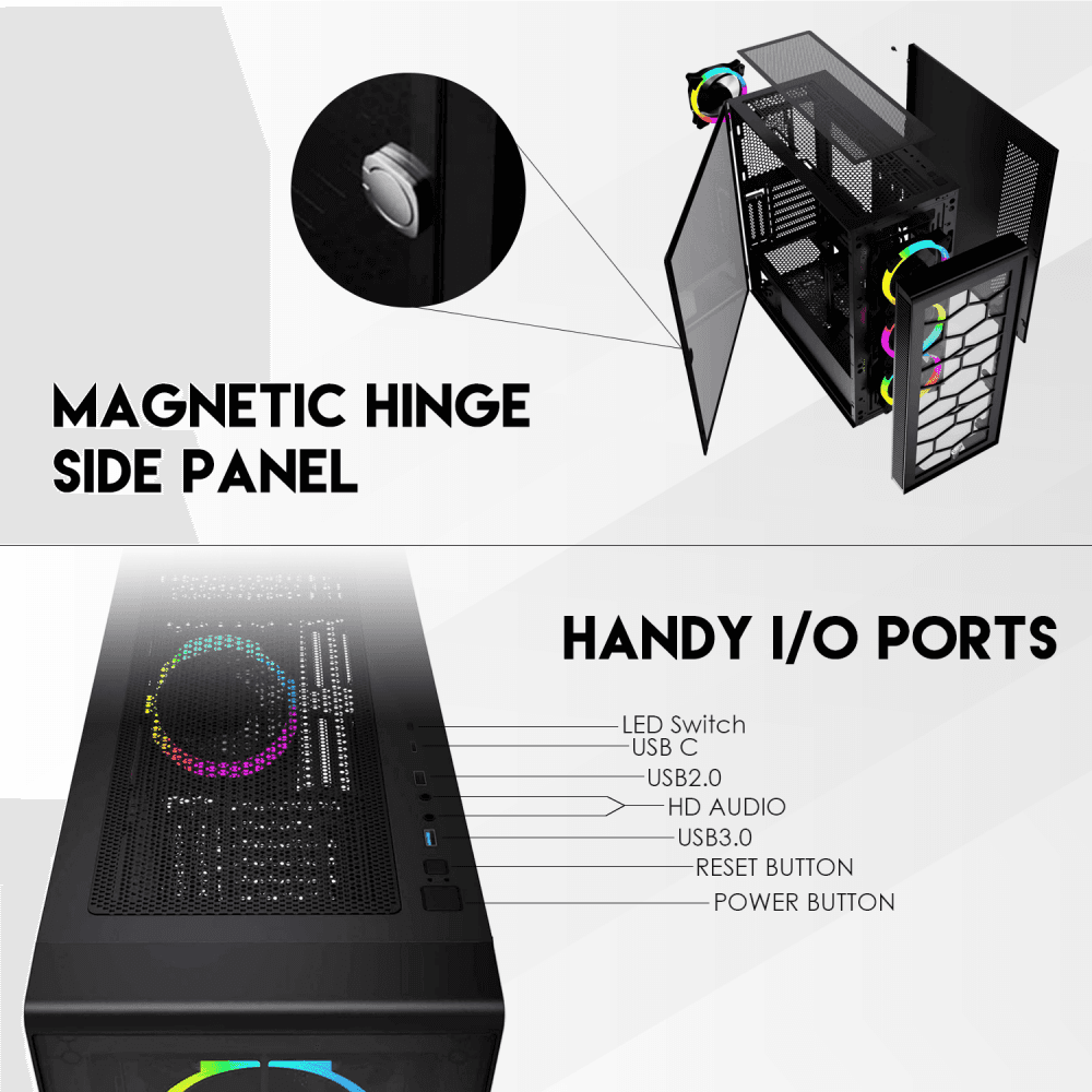 Kuciste Gaming Fantech CG82 Hexa XL Crno