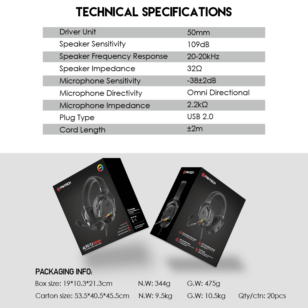 Slusalice Gaming Fantech HG26 Alto 7.1 Crne