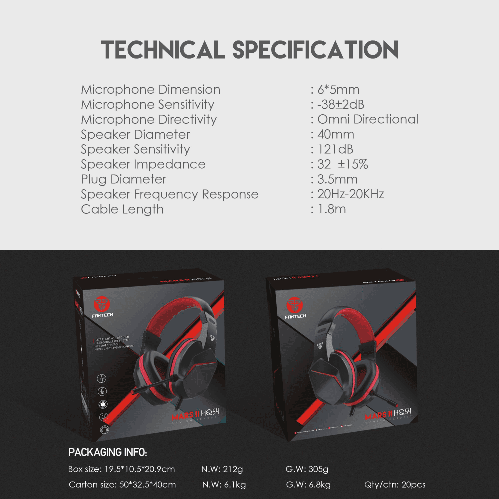 Slusalice Gaming Fantech HQ54 Mars II Crne