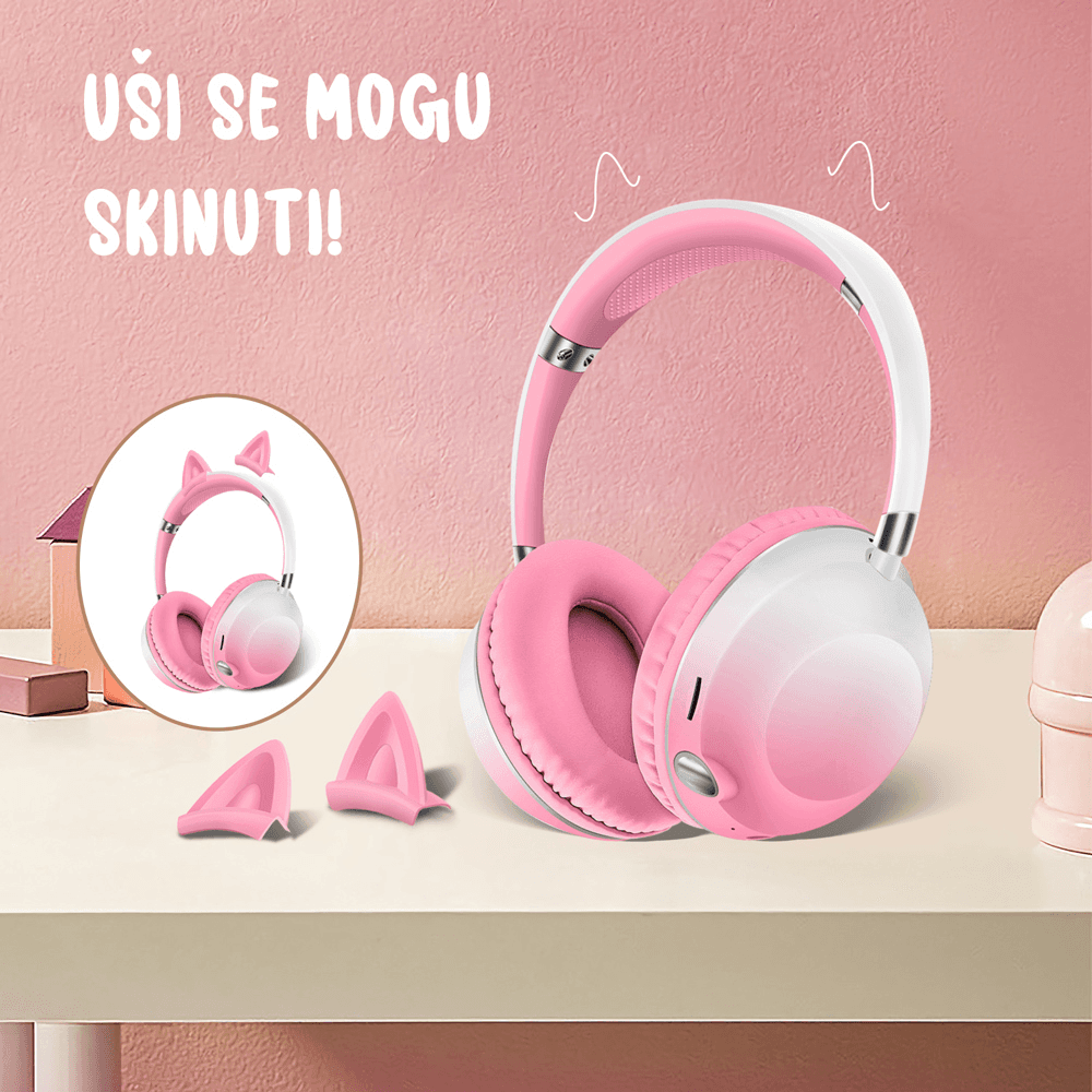 Bluetooth Slusalice Cat Ear Crne