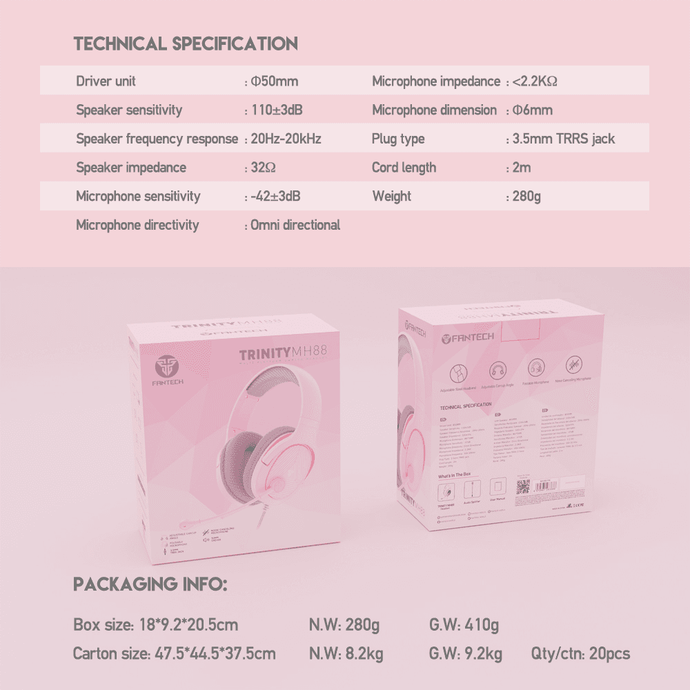 Slusalice Gaming Fantech MH88 Trinity Sakura