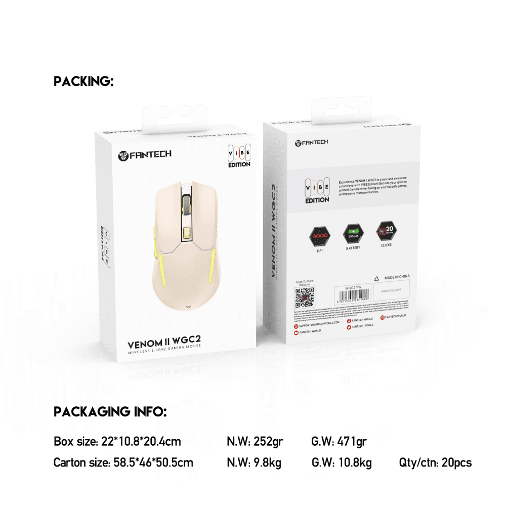 Mis Wireless Gaming Fantech WGC2 Venom II Bez