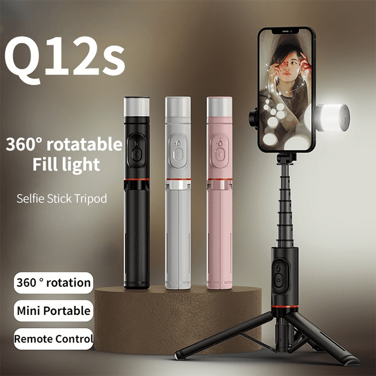 Selfie Stick Q12S + Tripod Pink