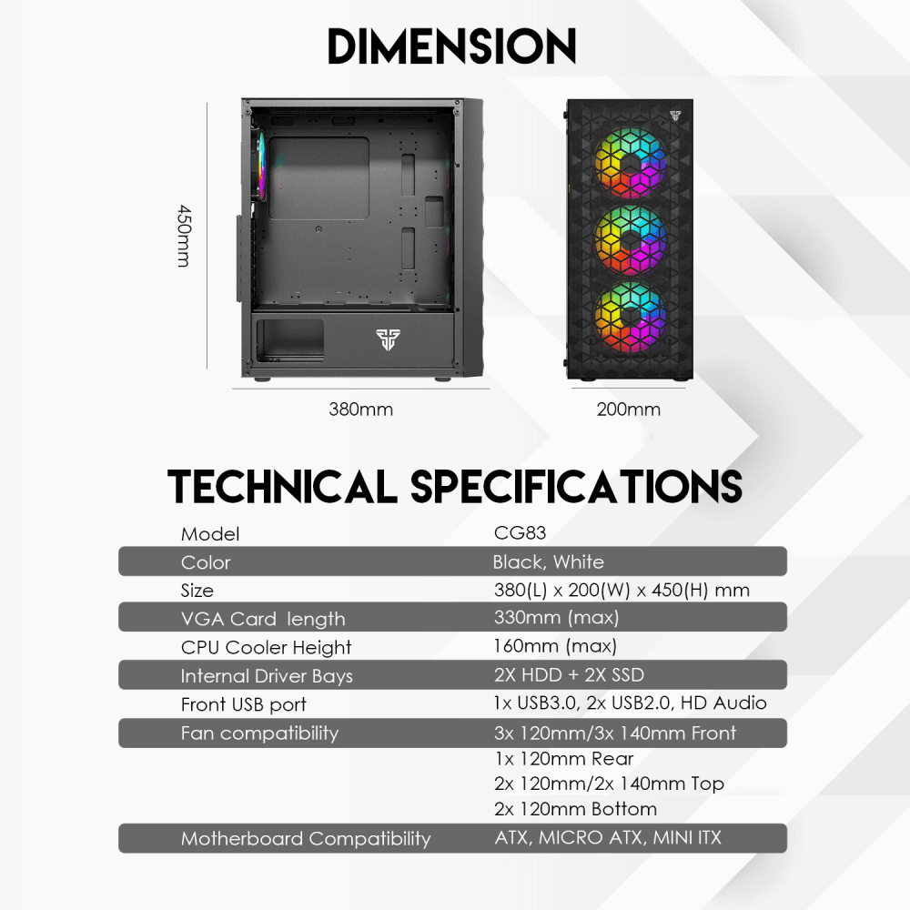 Kuciste Gaming Fantech CG83 Aero 2 Belo