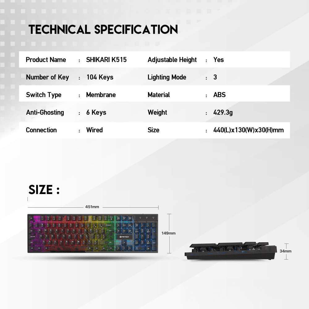 Tastatura Gaming Fantech K515 Shikari Crna