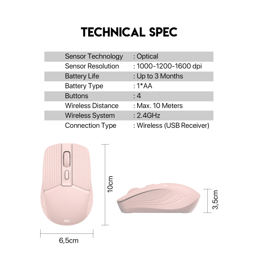 Mis Wireless Fantech W605 GO Roze