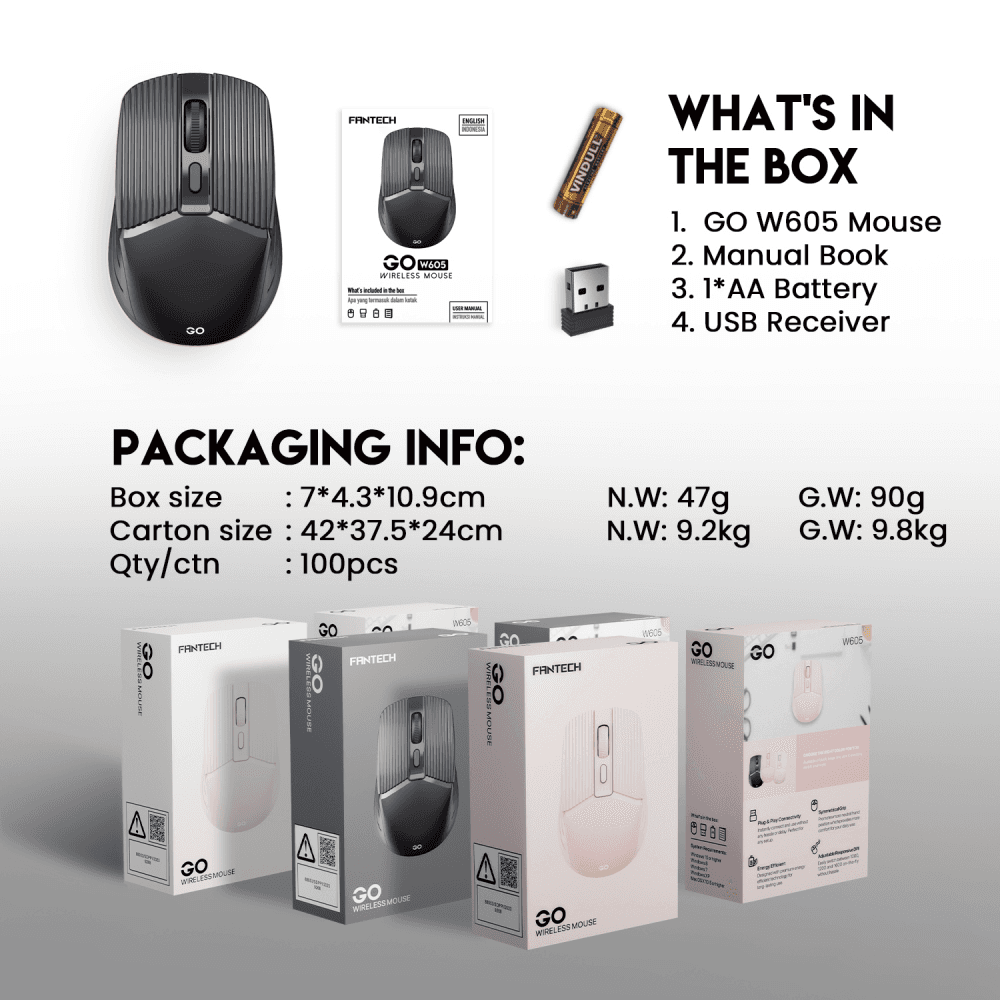 Mis Wireless Fantech W605 GO Roze