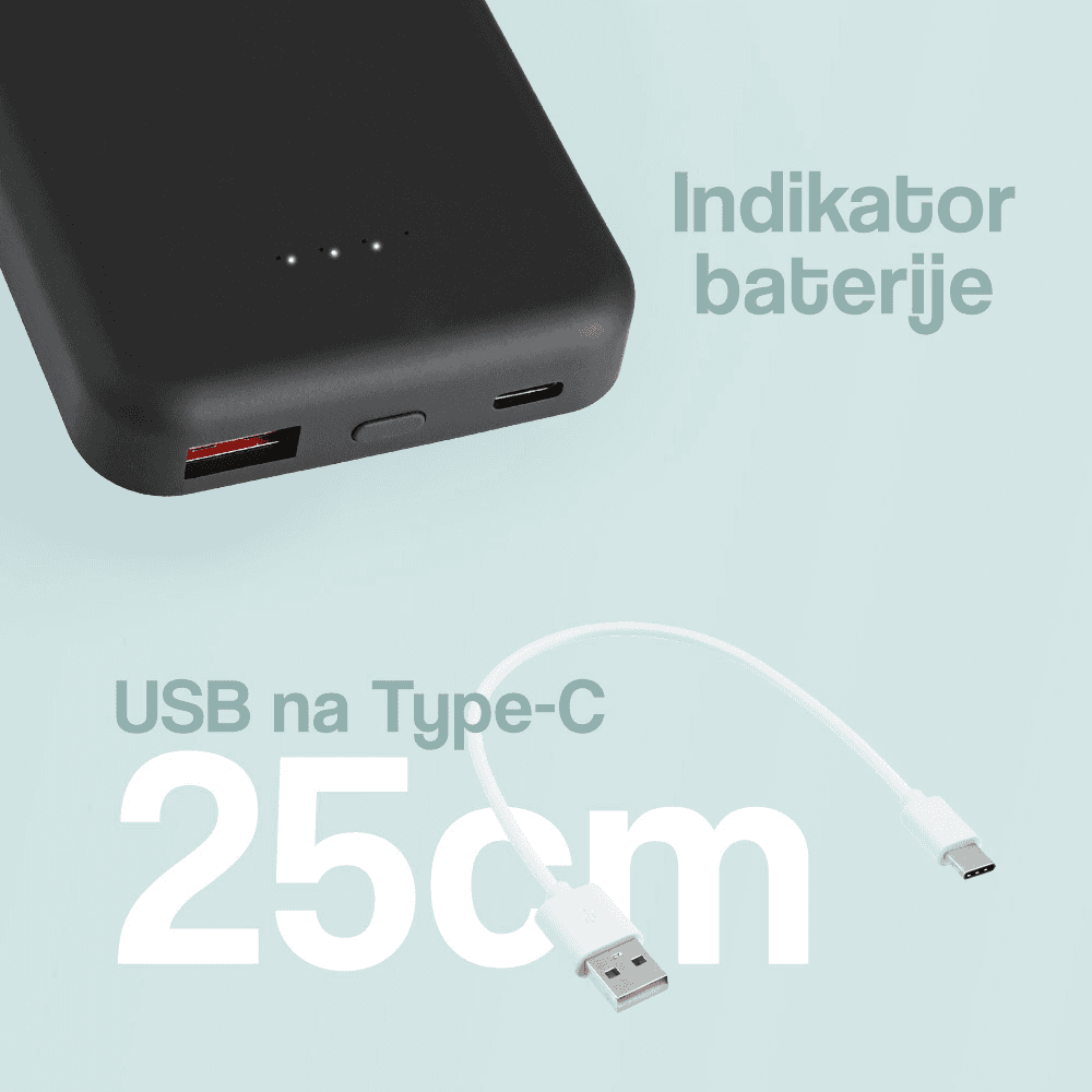 Power Bank Prenosiva Baterija Magsafe PD 5000 Mah Crna