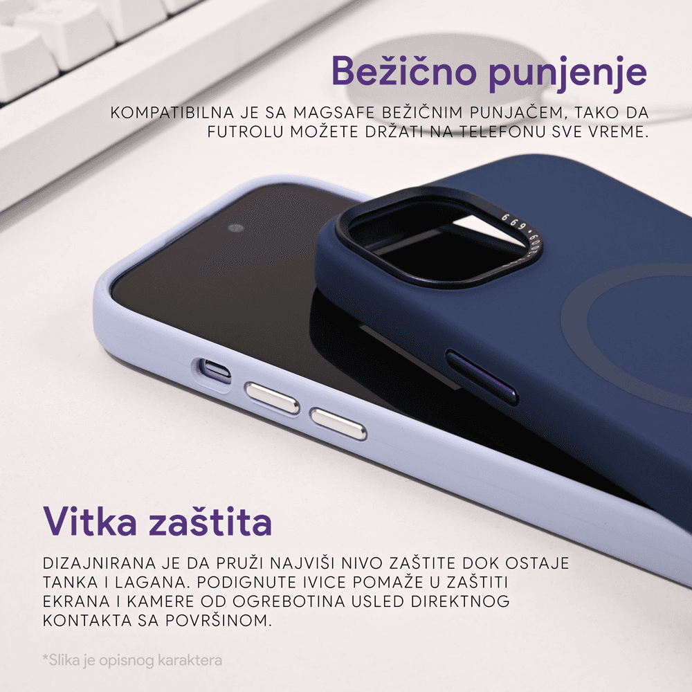 Torbica Magsafe Pure Plus za Iphone 15 Pro 6.1 Ljubicasta