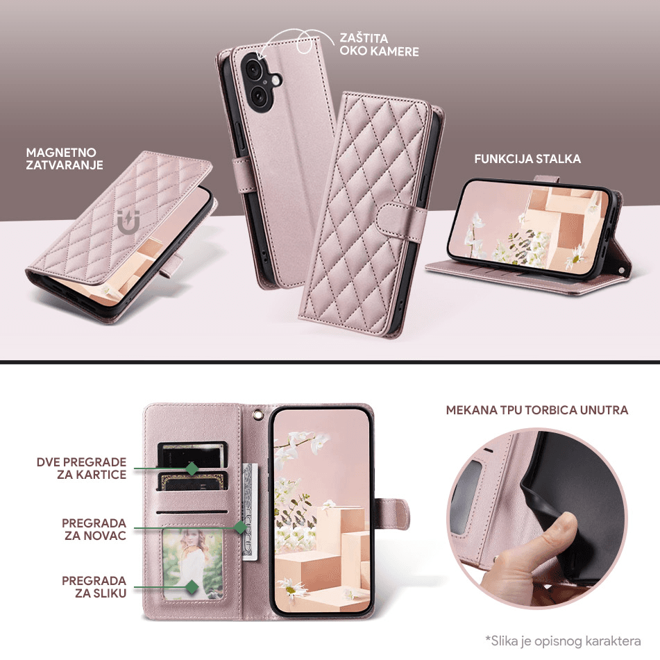 Torbica Wallet Romb za Honor X6B Zelena
