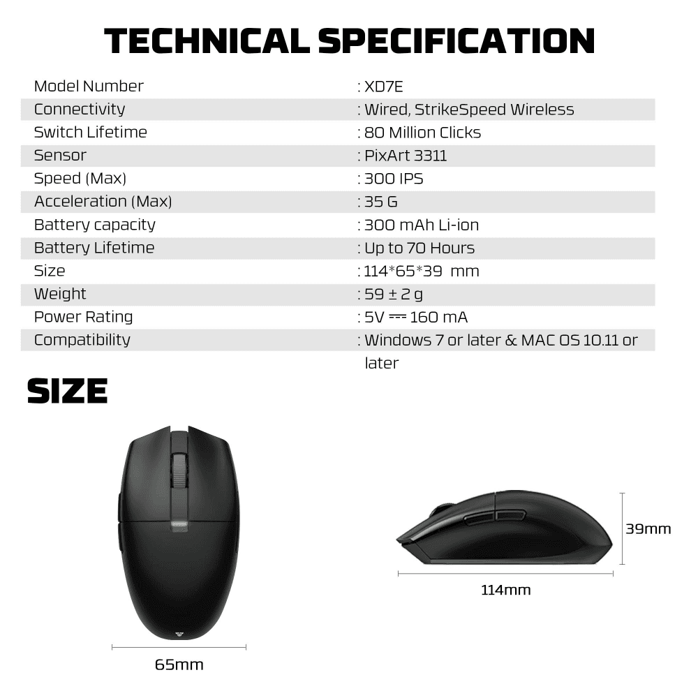 Mis Wireless Gaming Fantech XD7E Aria E Crni