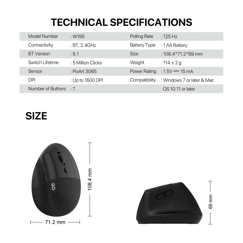 Mis Wireless Fantech W195 GO Comfy Crni