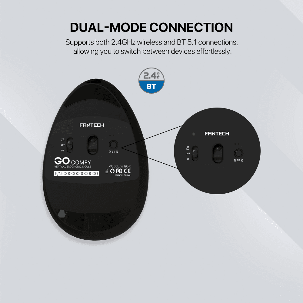 Mis Wireless Fantech W195R GO Comfy Sivi