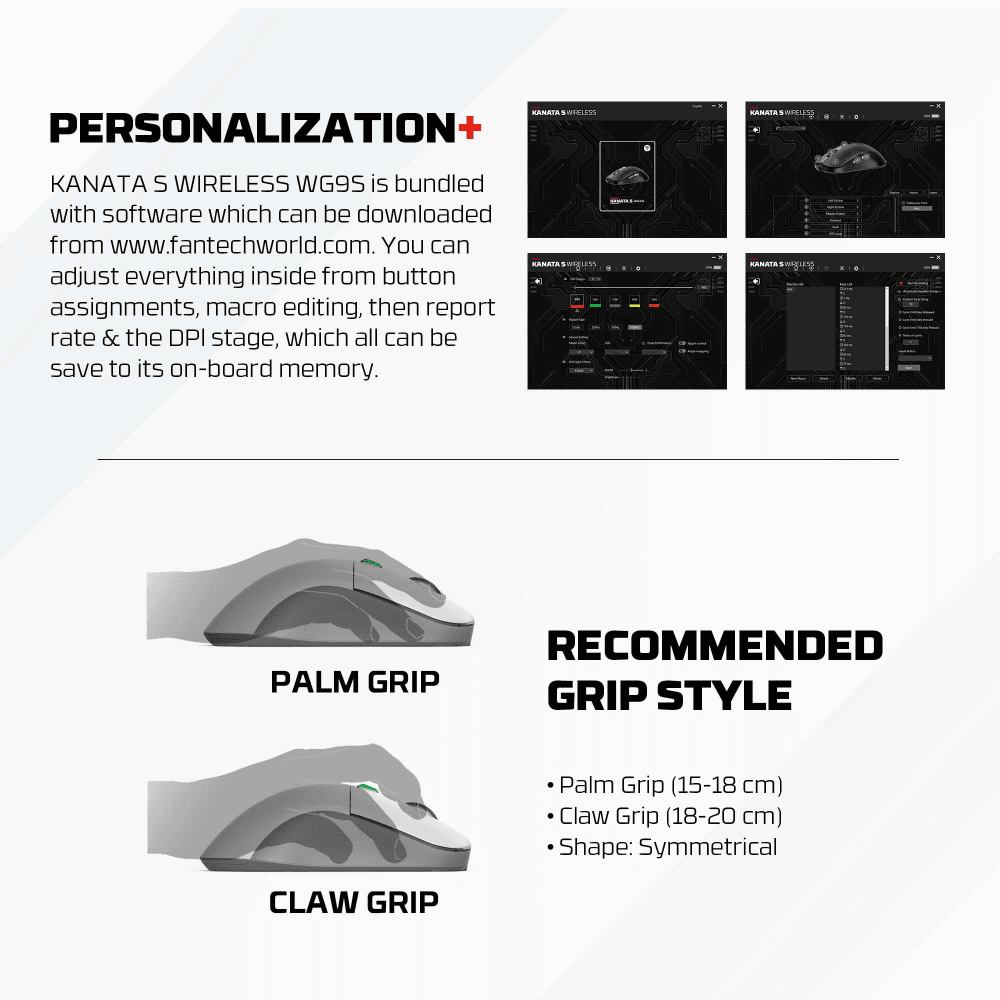 Mis Wireless Gaming Fantech WG9S Kanata S Sivi