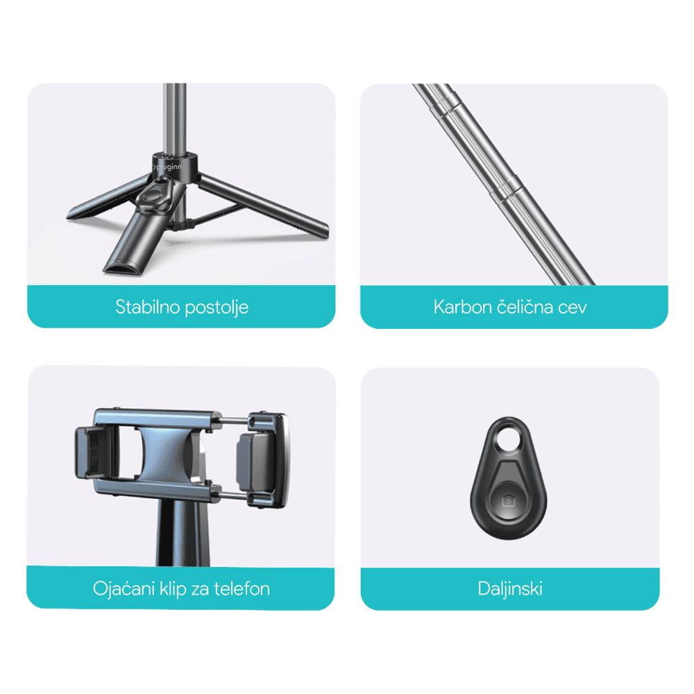 Selfie Stick + Tripod Pluginn PI-01 Crni