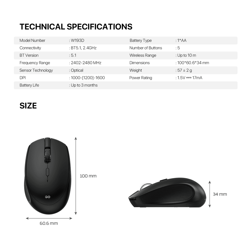 Kancelarijski Wireless Mis Fantech W193D Crni