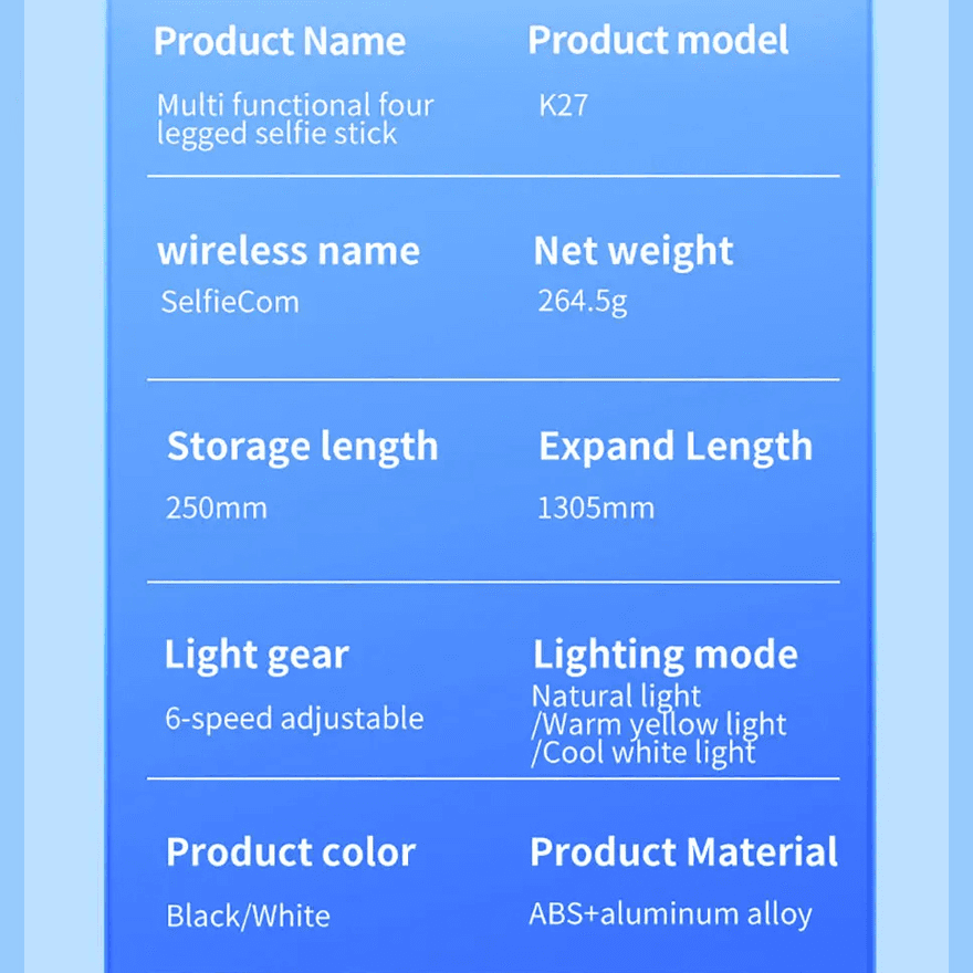 Selfie Stick K27 + Tripod Crni