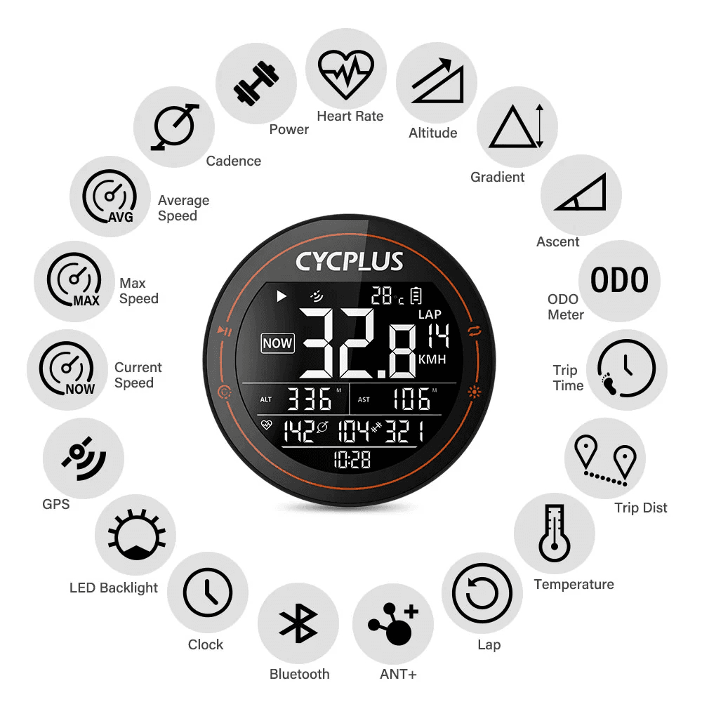 Cycplus M2 GPS Kompjuter za Biciklu Crni