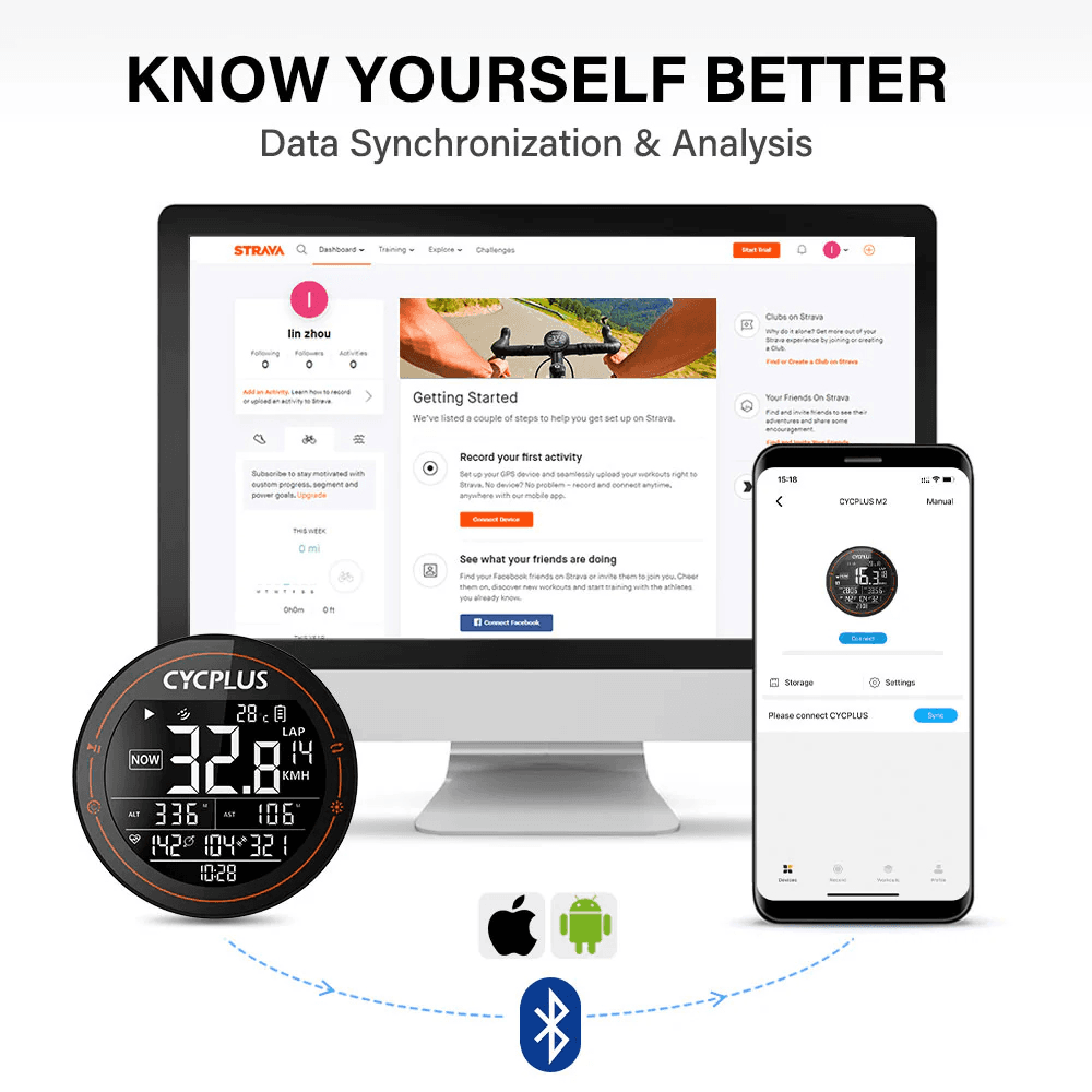 Cycplus M2 GPS Kompjuter za Biciklu Crni