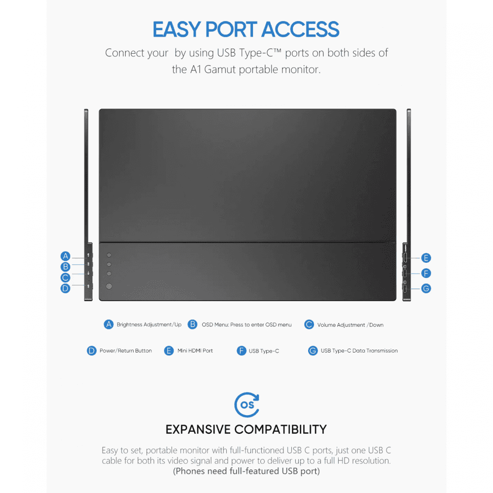 Eksterni Prenosni Monitor Arzopa A1 Gamut 15,6 Inch FHD