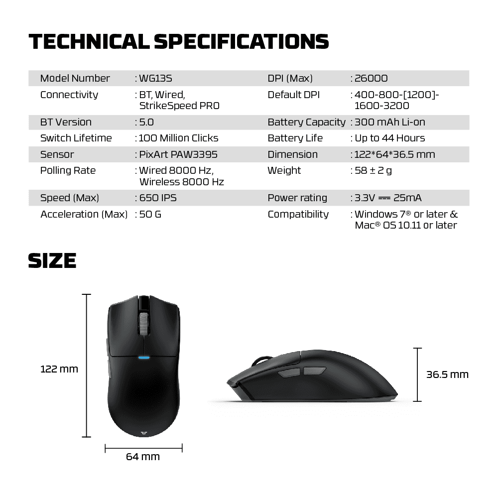 Mis Wireless Gaming Fantech WG13S Tanto S Crni