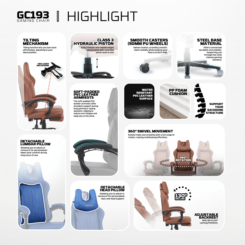 Stolica Gaming Fantech GC193 Braon