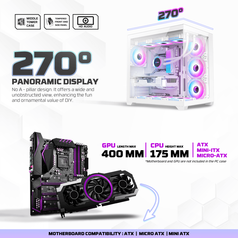 Kuciste Gaming Fantech CG85 Lumina Belo