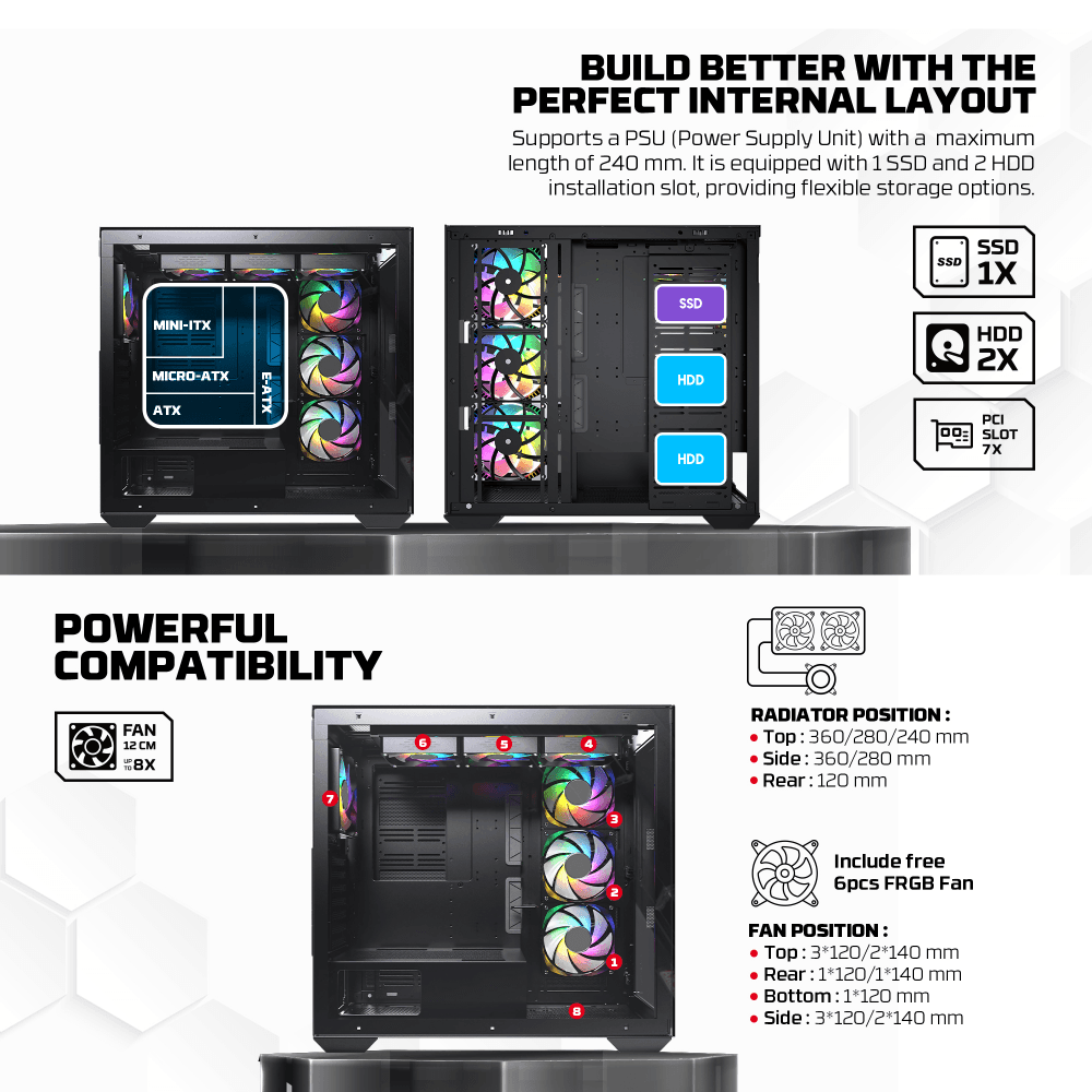 Kuciste Gaming Fantech CG87 Lumina XL Crno