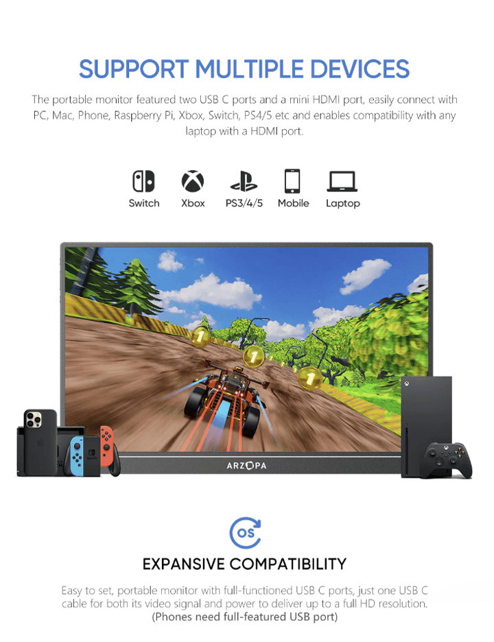 Eksterni Prenosni Monitor Arzopa S1 15,6 Inch FHD