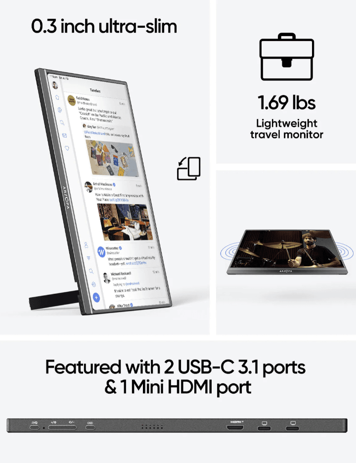 Eksterni Prenosni Monitor Arzopa A1M 17,3 Inch FHD Srgb100