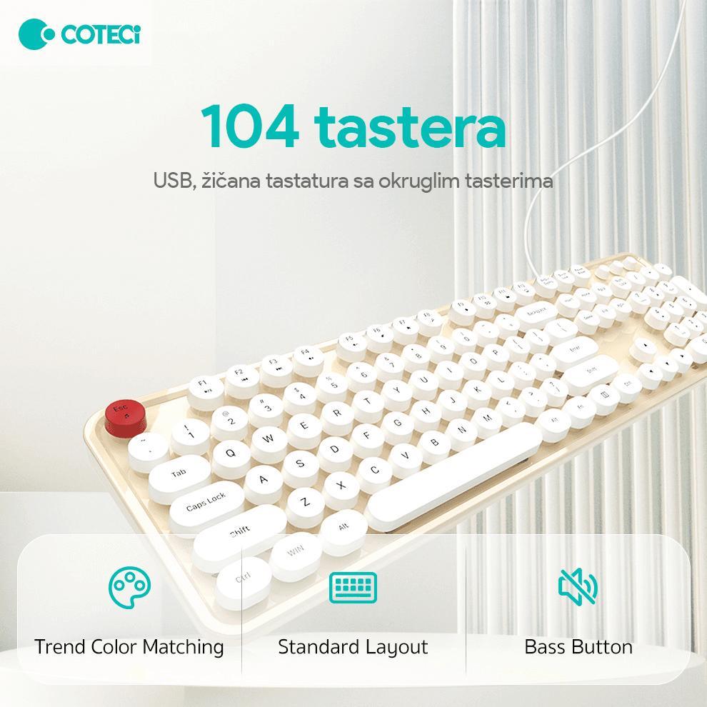 Tastatura Coteci 104 Bez