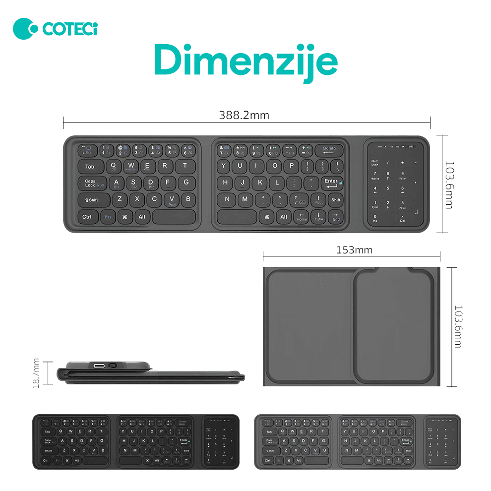 Tastatura Coteci 65 Fold Crna