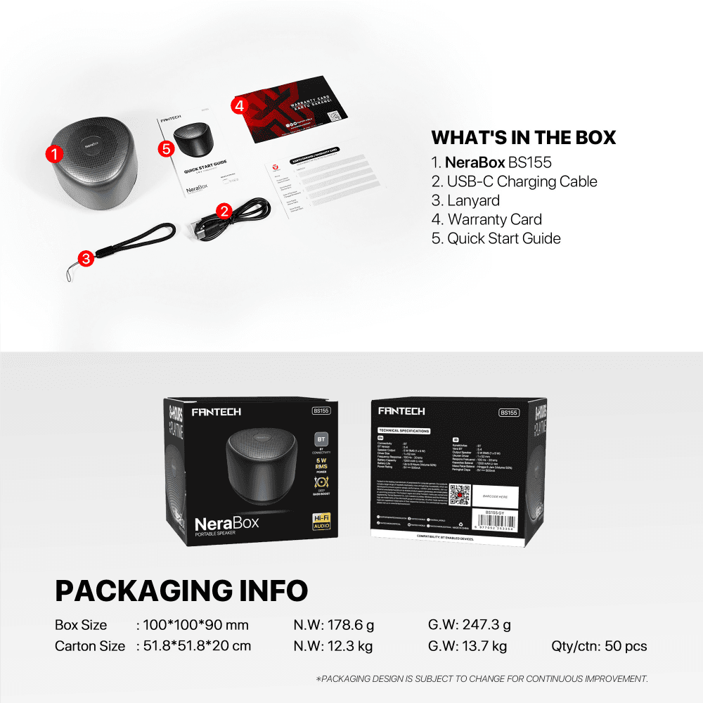 Bluetooth Zvucnik Fantech BS155 Nerabox Crni