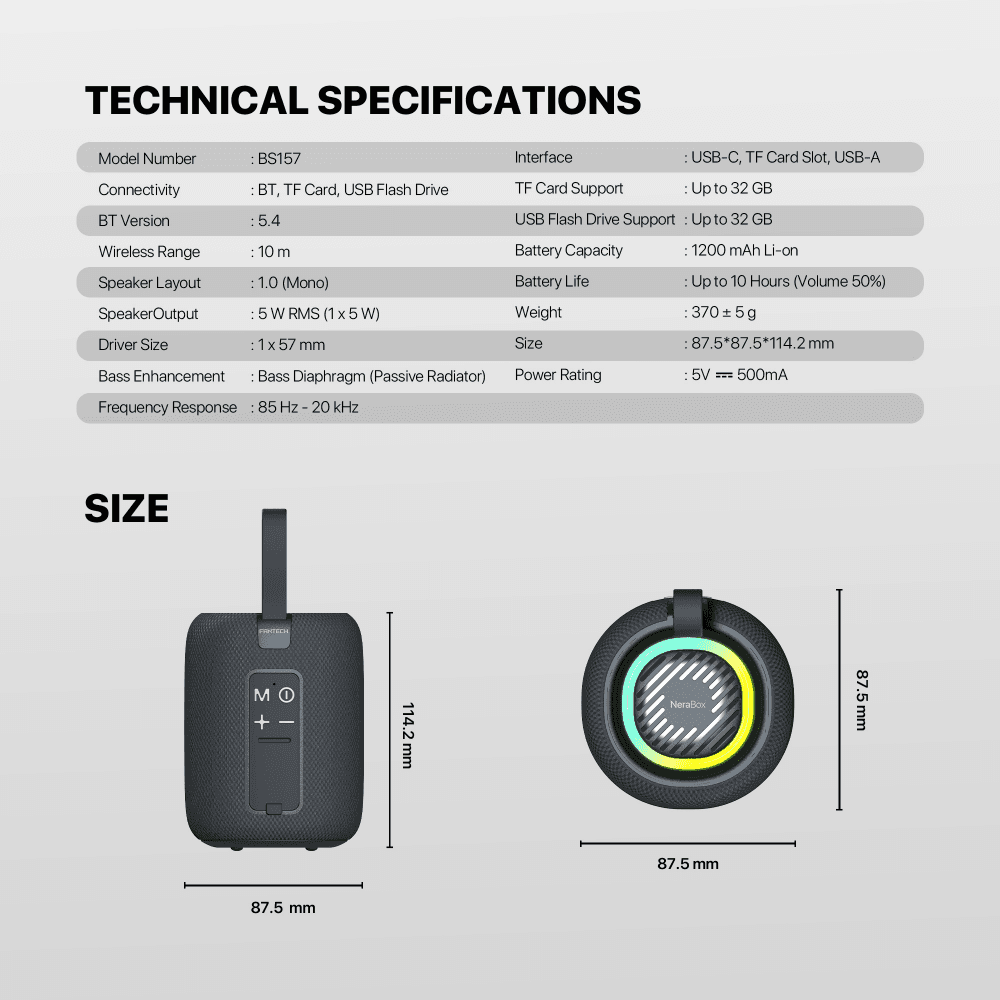 Bluetooth Zvucnik Fantech BS157 Nerabox Sivi