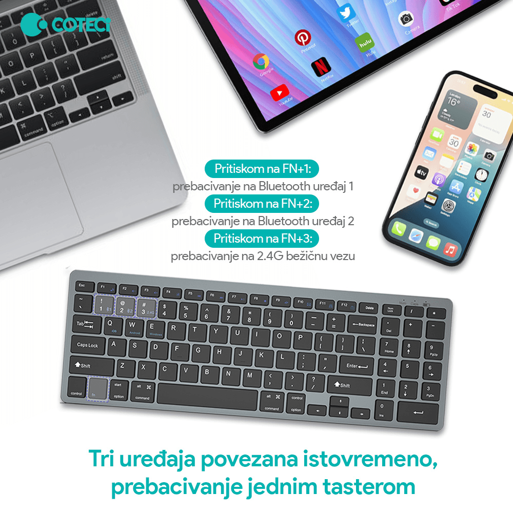 Tastatura Coteci 84007 Siva